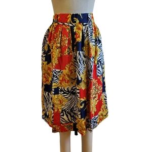 Briggs Petite Vintage Made‎ In USA Multi Print Colorful Skirt Size S